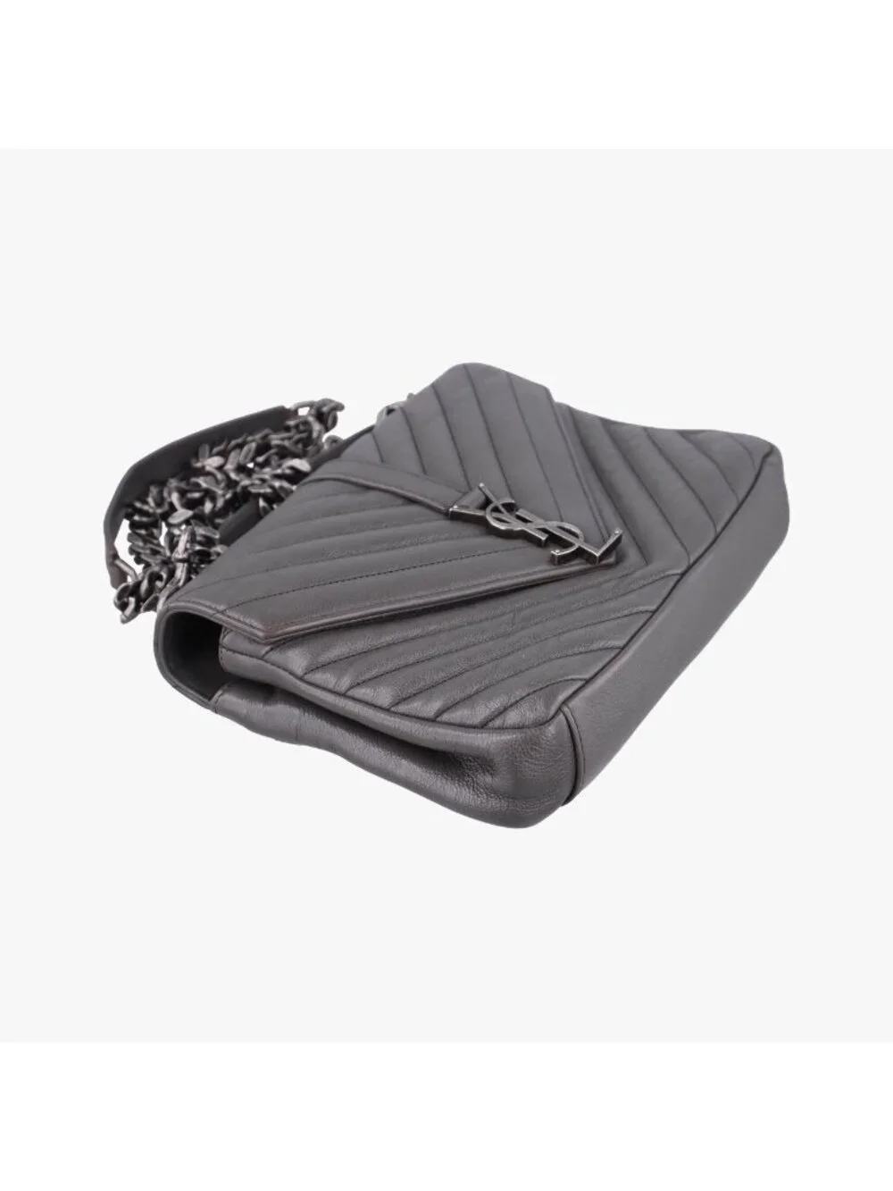 Saint Laurent Carre Gray Leather Shoulder Bag
